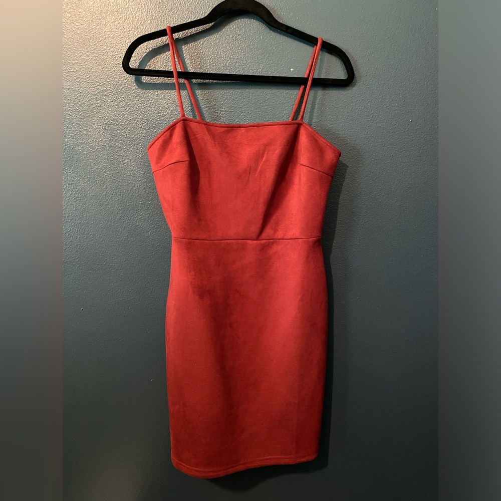 TRAC maroon square neck dress
